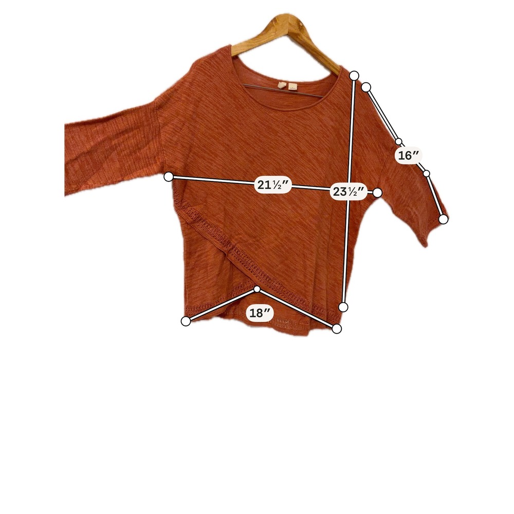 Moth Anthropologie Burnt Orange Crossover Tulip Front Pointelle Sweater Medium